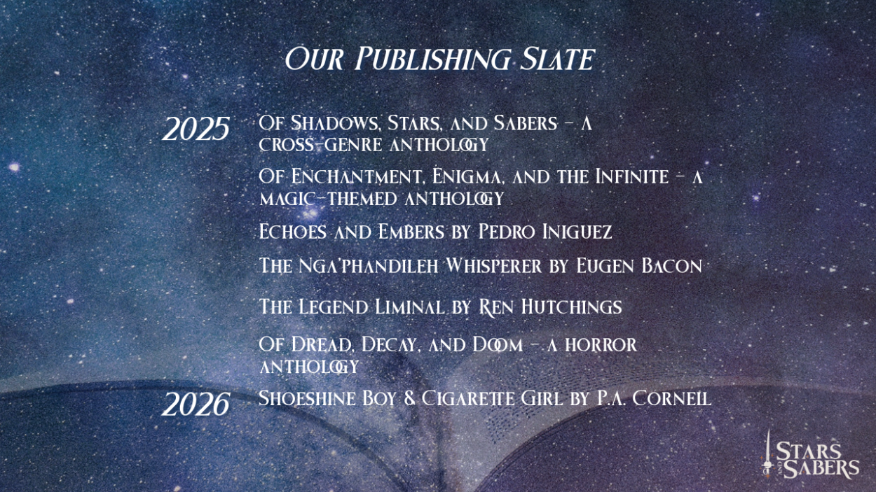 Stars and Sabers Publishing Slate 2025 to 2026 with Titles